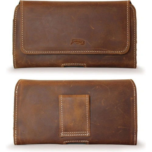 Buy LURESKO FREYA 3XL leather holster for belt, phone case 175x83x15 (vintage brown with white thread) - LUR16 - {ean13} - Home Screen Store Europe