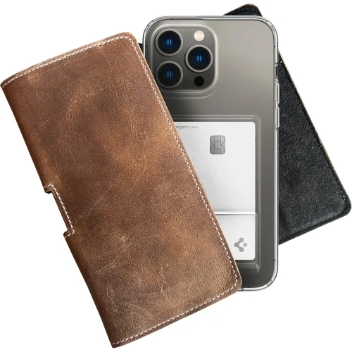 Buy LURESKO FREYA 3XL leather holster for belt, phone case 175x83x15 (vintage brown with white thread) - LUR16 - {ean13} - Home Screen Store Europe