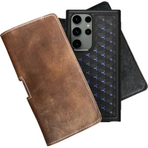 Kup LURESKO FREYA 3XL Lederholster für den Gürtel, Handyhülle 175x83x15 (vintage braun mit weißen Nähten) - LUR16 - {ean13} - Sklep Home Screen