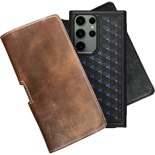 Kup LURESKO FREYA 3XL husă din piele pentru curea, husă pentru telefon 175x83x15 (cafea vintage cu fir alb) - LUR16 - {ean13} - Sklep Home Screen