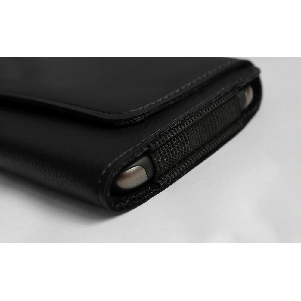 Kabura LURESKO HEL S do paska Eco etui na telefon 131x62x12mm (czarny karbowany czarny nić)