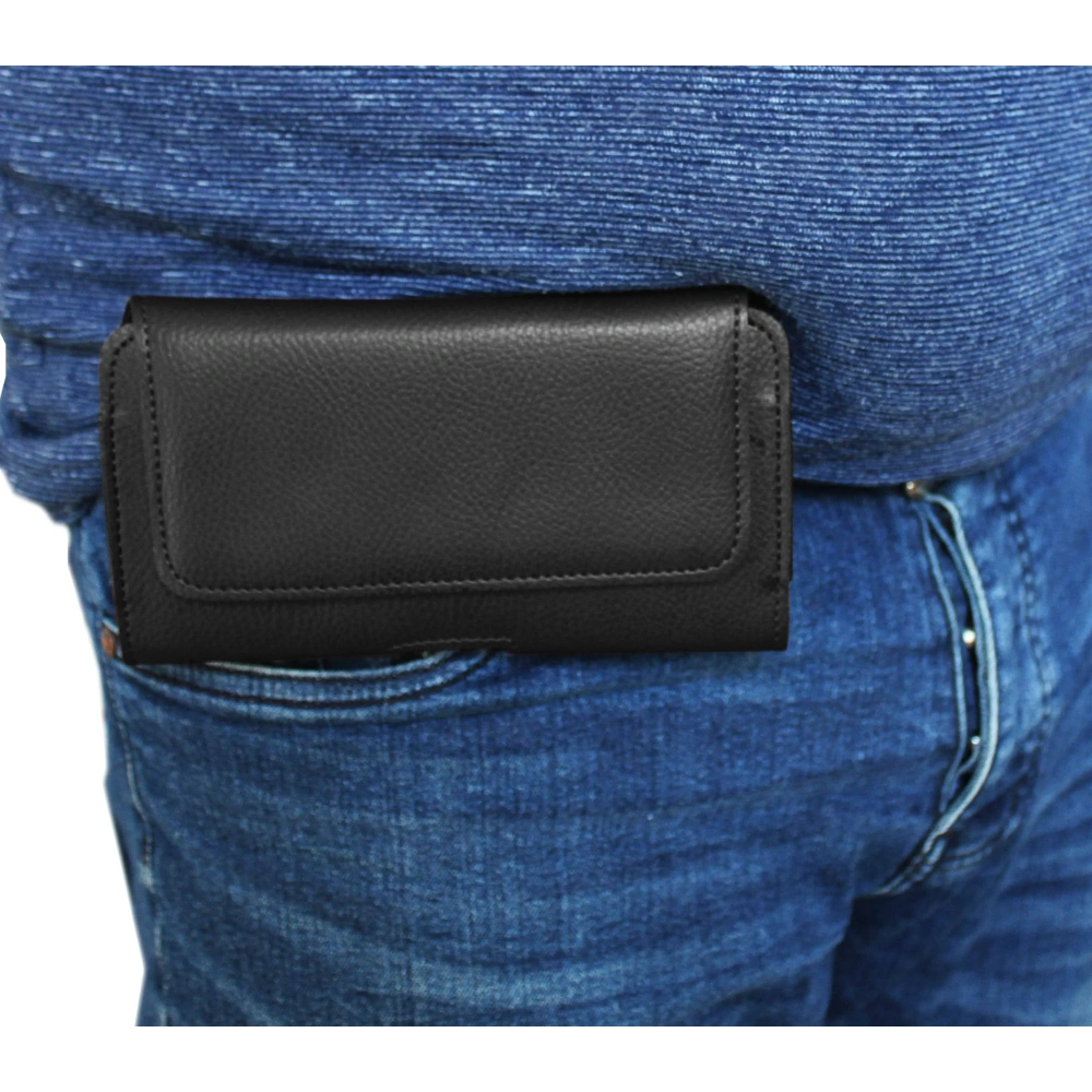 Kabura LURESKO HEL S do paska Eco etui na telefon 131x62x12mm (czarny karbowany czarny nić)