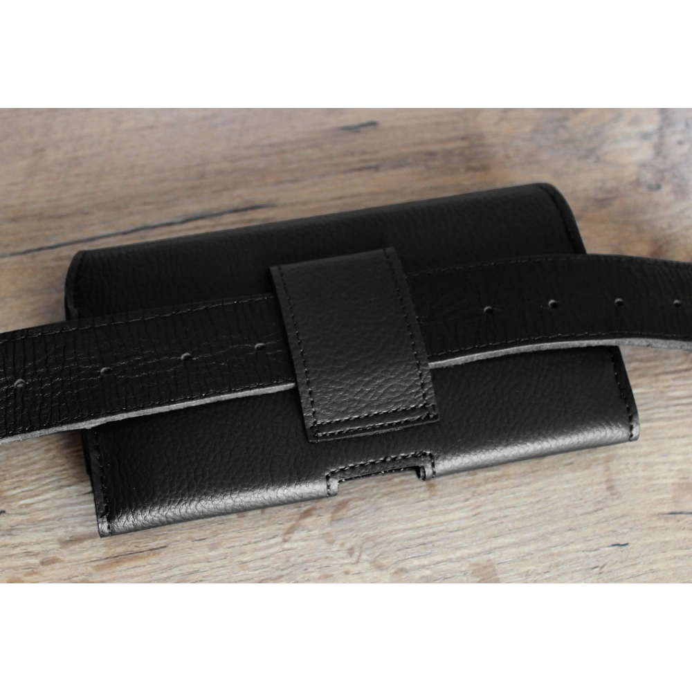Kabura LURESKO HEL XL do paska Eco etui na telefon 165x82x12 (czarny karbowany czarny nić)