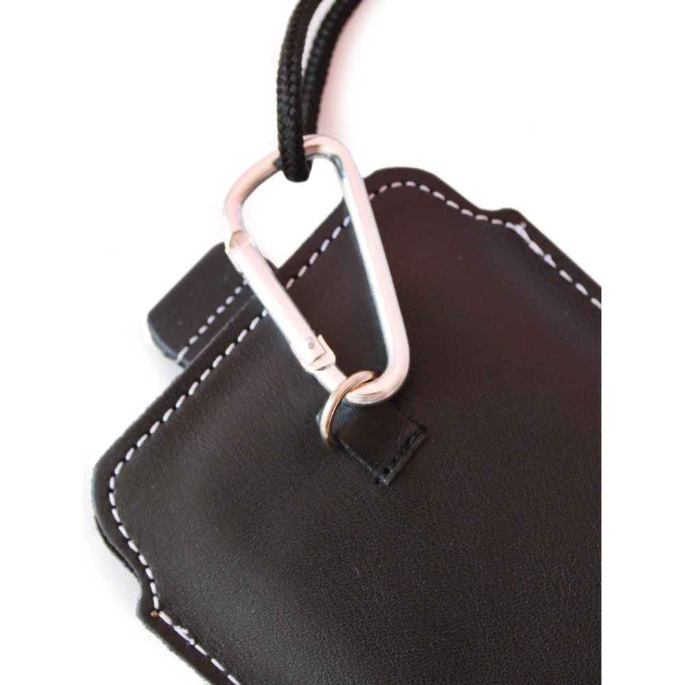 Skórzane etui uniwersalne LURESKO ASTER XXXL z oczkiem na smycz wsuwka na telefon 6.5' - 6.9' (czarny gładki biała nić)