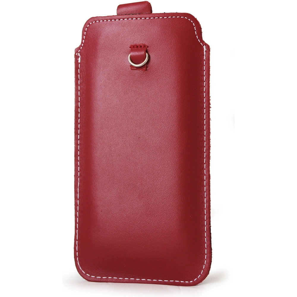 Skórzane etui uniwersalne LURESKO ASTER XXXL z oczkiem na smycz wsuwka na telefon 6.5' - 6.9' (czerwony biała nić)
