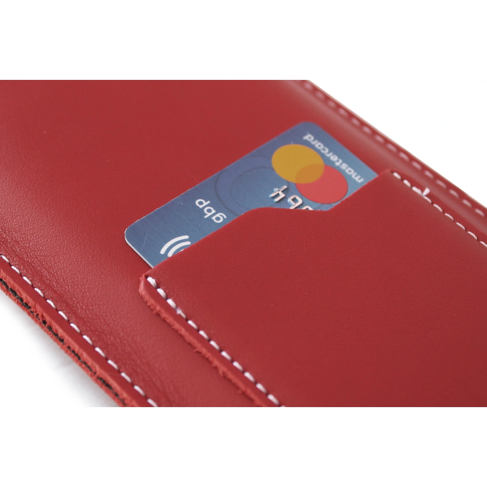 Skórzane etui uniwersalne LURESKO ASTER XXXL z oczkiem na smycz wsuwka na telefon 6.5' - 6.9' (czerwony biała nić)