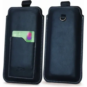 Buy LURESKO ASTER XXXL universal leather case with a loop for a strap, for phones 6.5' - 6.9' (navy blue with white thread) - LUR24 - {ean13} - Home Screen Store Europe