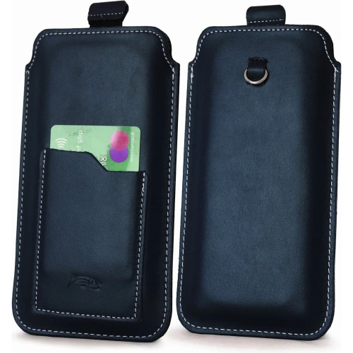 Buy LURESKO ASTER XXXL universal leather case with a loop for a strap, for phones 6.5' - 6.9' (navy blue with white thread) - LUR24 - {ean13} - Home Screen Store Europe