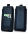 LURESKO ASTER XXXL universal leather case with a loop for a strap, for phones 6.5' - 6.9' (navy blue with white thread)