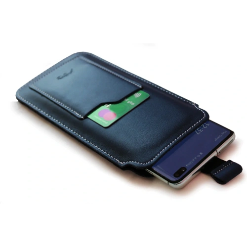Buy LURESKO ASTER XXXL universal leather case with a loop for a strap, for phones 6.5' - 6.9' (navy blue with white thread) - LUR24 - {ean13} - Home Screen Store Europe