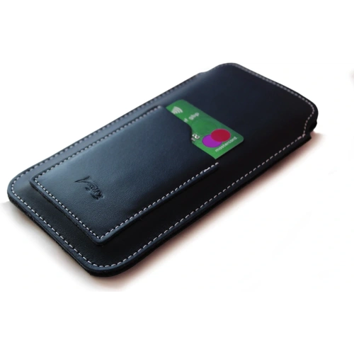 Kup Husa universală din piele LURESKO ASTER XXXL cu un bucle pentru curea, pentru telefoane de 6.5' - 6.9' (albastru marin cu fir alb) - LUR24 - {ean13} - Sklep Home Screen