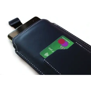 Kup Husa universală din piele LURESKO ASTER XXXL cu un bucle pentru curea, pentru telefoane de 6.5' - 6.9' (albastru marin cu fir alb) - LUR24 - {ean13} - Sklep Home Screen