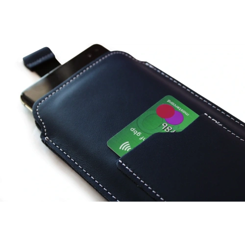 Buy LURESKO ASTER XXXL universal leather case with a loop for a strap, for phones 6.5' - 6.9' (navy blue with white thread) - LUR24 - {ean13} - Home Screen Store Europe