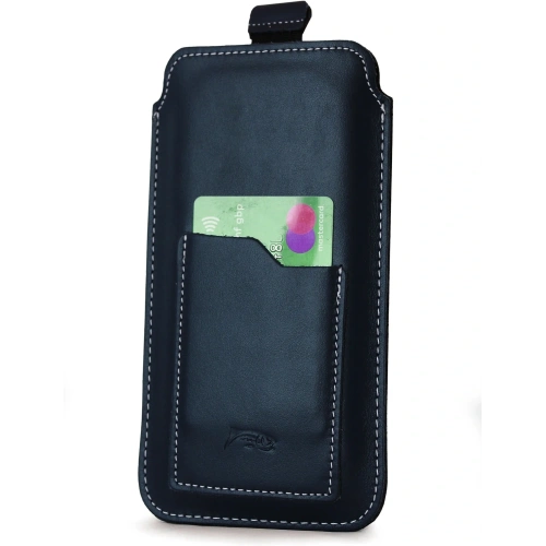 Buy LURESKO ASTER XXXL universal leather case with a loop for a strap, for phones 6.5' - 6.9' (navy blue with white thread) - LUR24 - {ean13} - Home Screen Store Europe