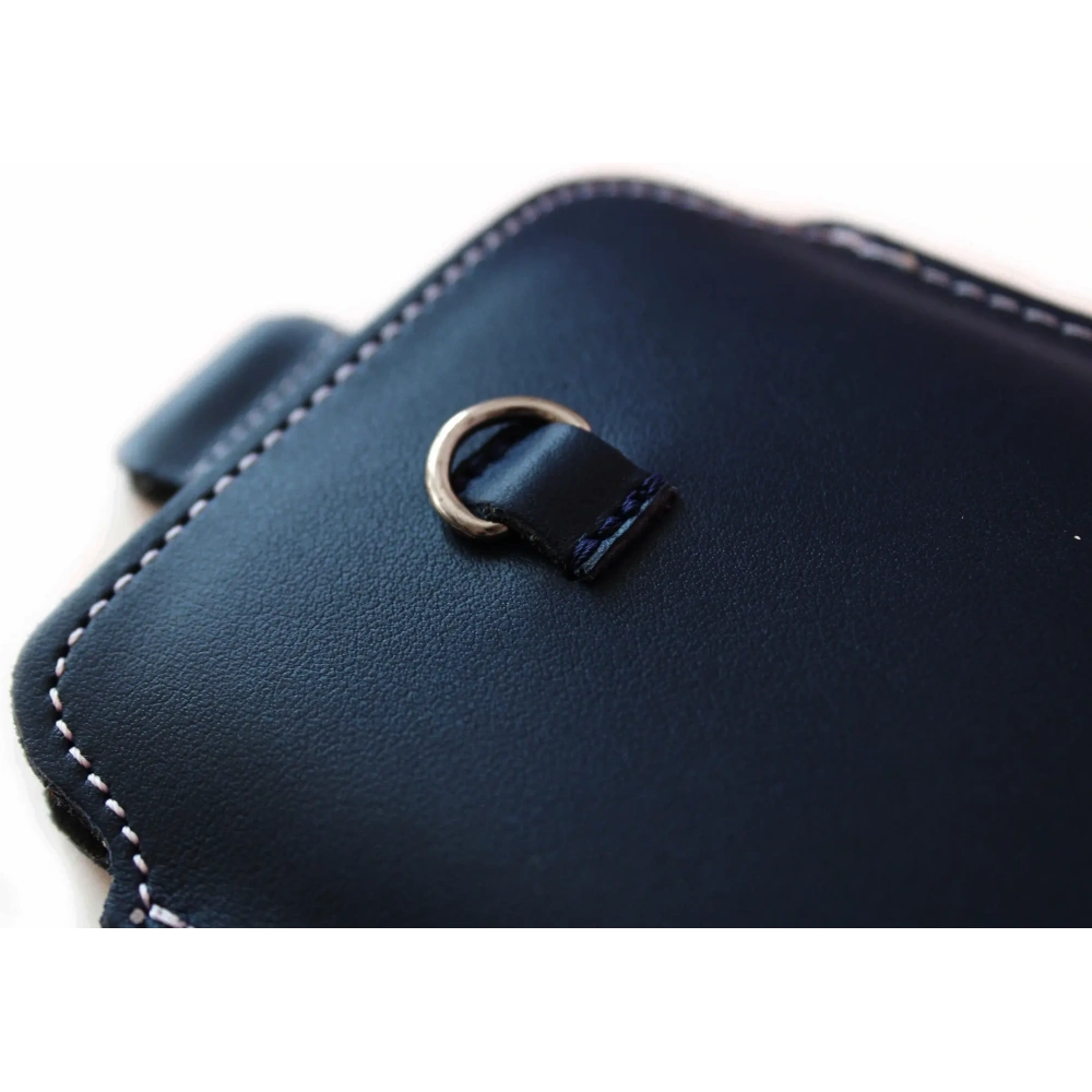 Skórzane etui uniwersalne LURESKO ASTER XXXL z oczkiem na smycz wsuwka na telefon 6.5' - 6.9' (granatowy biała nić)