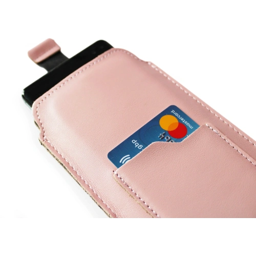 Buy LURESKO ASTER XXXL universal leather case with a loop for a strap, slide-in for phone 6.5' - 6.9' (smooth pink with white thread) - LUR25 - {ean13} - Home Screen Store Europe