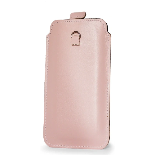 Buy LURESKO ASTER XXXL universal leather case with a loop for a strap, slide-in for phone 6.5' - 6.9' (smooth pink with white thread) - LUR25 - {ean13} - Home Screen Store Europe