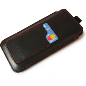 Kup LURESKO ASTER XXXL universelle Lederhülle mit einer Schlaufe für einen Gurt, entworfen für Telefone von 6,5' - 6,9' (glattes Schwarz mit roter Naht) - LUR26 - {ean13} - Sklep Home Screen