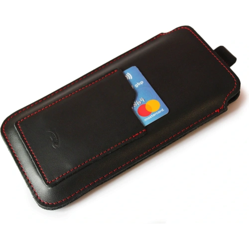 Buy LURESKO ASTER XXXL universal leather case with a loop for a strap, designed for phones 6.5' - 6.9' (smooth black with red stitching) - LUR26 - {ean13} - Home Screen Store Europe