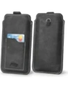 LURESKO ASTER XXXL universal leather case with a loop for a strap, slip-in for phone 6.5' - 6.9' (gray vintage with white thread)