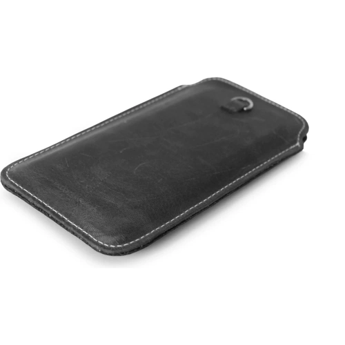 Buy LURESKO ASTER XXXL universal leather case with a loop for a strap, slip-in for phone 6.5' - 6.9' (gray vintage with white thread) - LUR27 - {ean13} - Home Screen Store Europe