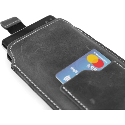 Buy LURESKO ASTER XXXL universal leather case with a loop for a strap, slip-in for phone 6.5' - 6.9' (gray vintage with white thread) - LUR27 - {ean13} - Home Screen Store Europe