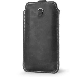 Kup LURESKO ASTER XXXL universelle Lederhülle mit Schlaufe für einen Riemen, Einschub für Telefon 6,5' - 6,9' (grau vintage mit weißem Faden) - LUR27 - {ean13} - Sklep Home Screen