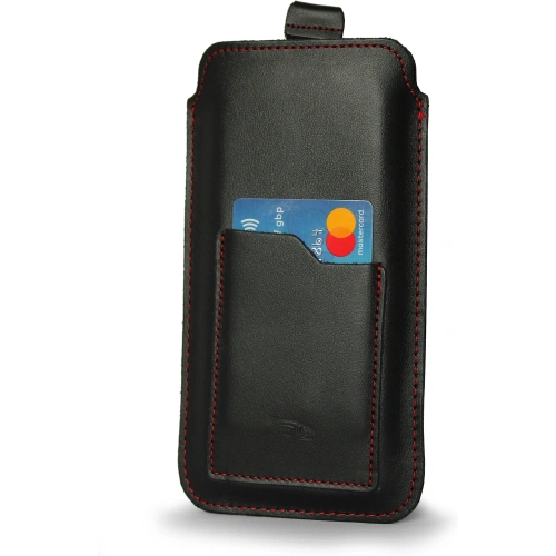 Buy LURESKO ASTER XXXL universal leather case with a loop for a strap, designed for phones 6.5' - 6.9' (smooth black with red stitching) - LUR26 - {ean13} - Home Screen Store Europe