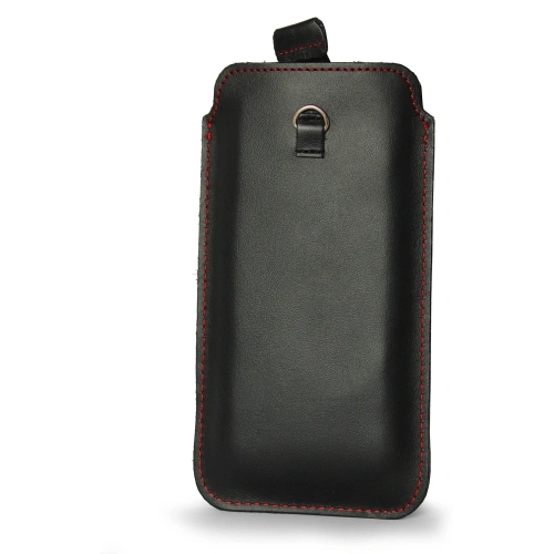 Buy LURESKO ASTER XXXL universal leather case with a loop for a strap, designed for phones 6.5' - 6.9' (smooth black with red stitching) - LUR26 - {ean13} - Home Screen Store Europe