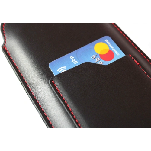 Buy LURESKO ASTER XXXL universal leather case with a loop for a strap, designed for phones 6.5' - 6.9' (smooth black with red stitching) - LUR26 - {ean13} - Home Screen Store Europe