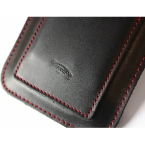 Buy LURESKO ASTER XXXL universal leather case with a loop for a strap, designed for phones 6.5' - 6.9' (smooth black with red stitching) - LUR26 - {ean13} - Home Screen Store Europe