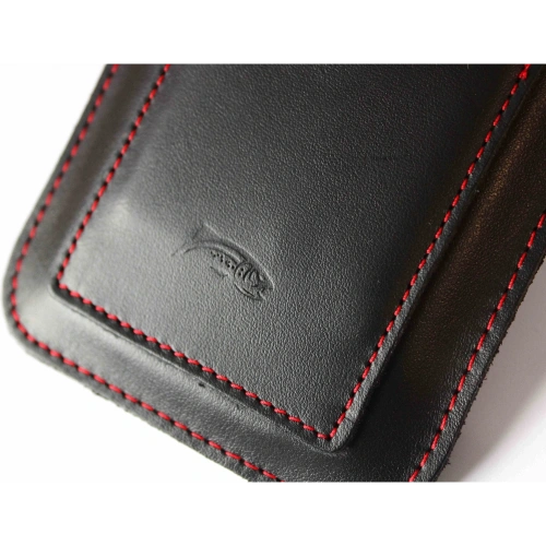 Buy LURESKO ASTER XXXL universal leather case with a loop for a strap, designed for phones 6.5' - 6.9' (smooth black with red stitching) - LUR26 - {ean13} - Home Screen Store Europe
