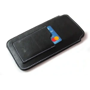 Kup LURESKO ASTER 4XL husă universală din piele cu un cârlig pentru curea, pentru telefon de până la 7' (neagră lucioasă cu fir alb) - LUR28 - {ean13} - Sklep Home Screen