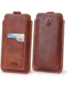 LURESKO ASTER 4XL universal leather case with a loop for a lanyard, insert for a phone up to 7' (vintage brown with white thread)