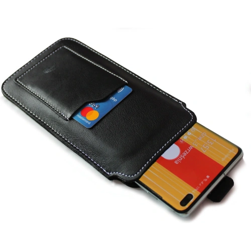 Kup LURESKO ASTER 4XL husă universală din piele cu un cârlig pentru curea, pentru telefon de până la 7' (neagră lucioasă cu fir alb) - LUR28 - {ean13} - Sklep Home Screen