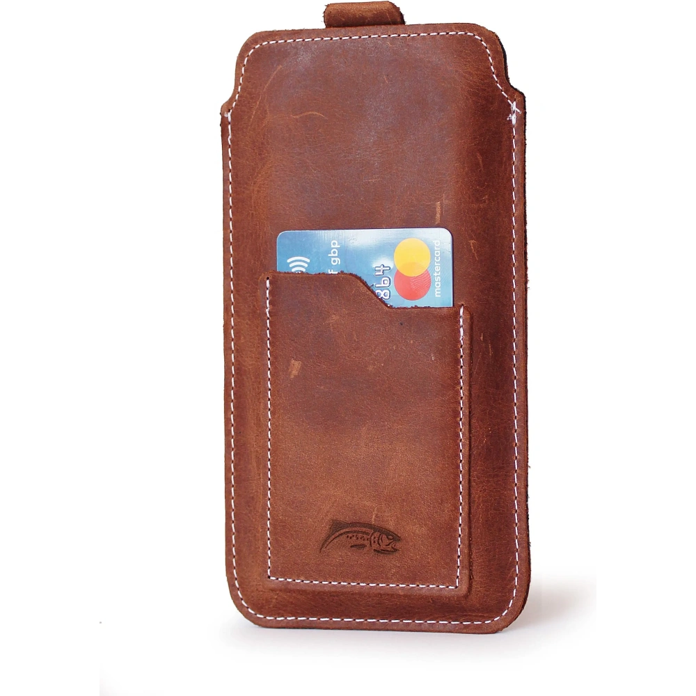 Skórzane etui uniwersalne LURESKO ASTER 4XL z oczkiem na smycz wsuwka na telefon do 7' (brąz vintage biała nić)