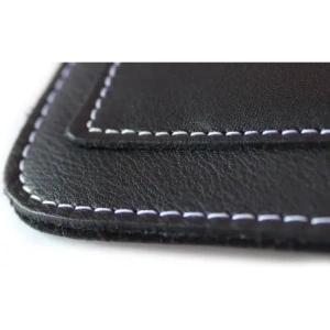 Buy LURESKO ASTER 4XL universal leather case with a loop for a strap, slide-in for a phone up to 7' (smooth black with white thread) - LUR28 - {ean13} - Home Screen Store Europe