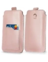 LURESKO ASTER 4XL husă universală din piele cu un cârlig pentru curea, tip slip-in pentru un telefon de până la 7' (roz neted cu fir alb)