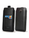 LURESKO ASTER XXL universal leather case with a loop for a strap, slip-in for phones 5.8' - 6.1' (smooth black with white stitching)