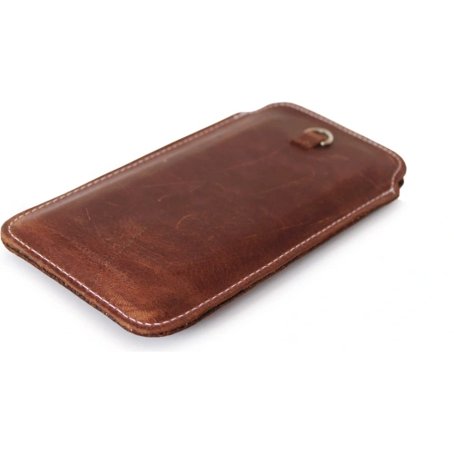 Buy LURESKO ASTER XXL universal leather case with a loop for a lanyard for 5.8' - 6.1' phone (vintage brown with white thread) - LUR32 - {ean13} - Home Screen Store Europe
