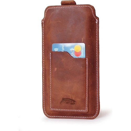 Buy LURESKO ASTER XXL universal leather case with a loop for a lanyard for 5.8' - 6.1' phone (vintage brown with white thread) - LUR32 - {ean13} - Home Screen Store Europe