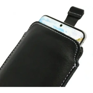 Buy LURESKO LILLA XXL leather slip case for phones 5.8' - 6.1' (black smooth with white thread) - LUR33 - {ean13} - Home Screen Store Europe