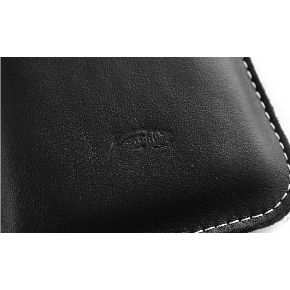 Skórzane etui wsuwane LURESKO LILLA XXXL wsuwka na telefon 6.5' - 6.9' (czarny gładki biała nić)