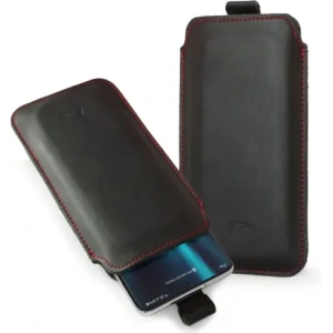 Buy LURESKO LILLA XXXL leather slip case slip case for phone 6.5' - 6.9' (smooth black with red thread) - LUR36 - {ean13} - Home Screen Store Europe