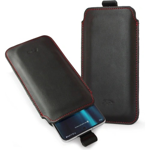 Buy LURESKO LILLA XXXL leather slip case slip case for phone 6.5' - 6.9' (smooth black with red thread) - LUR36 - {ean13} - Home Screen Store Europe