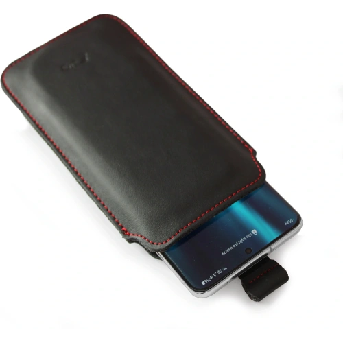 Buy LURESKO LILLA XXXL leather slip case slip case for phone 6.5' - 6.9' (smooth black with red thread) - LUR36 - {ean13} - Home Screen Store Europe