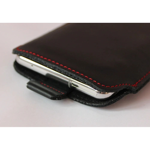 Buy LURESKO LILLA XXXL leather slip case slip case for phone 6.5' - 6.9' (smooth black with red thread) - LUR36 - {ean13} - Home Screen Store Europe