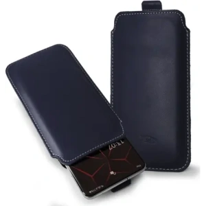 Buy LURESKO LILLA XXXL leather slipcase slipcase for phone 6.5' - 6.9' (blue smooth with white thread) - LUR38 - {ean13} - Home Screen Store Europe