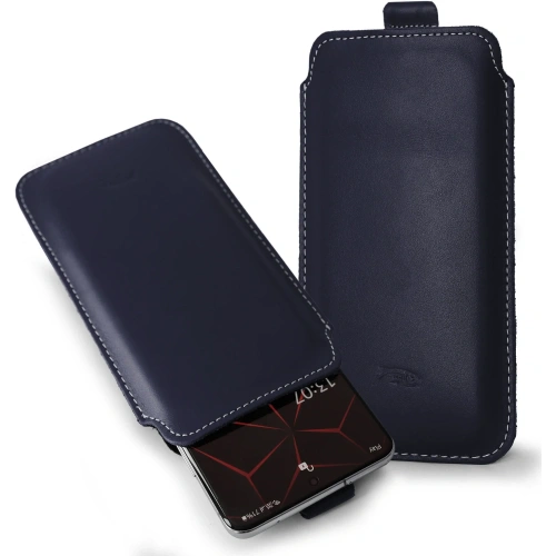 Buy LURESKO LILLA XXXL leather slipcase slipcase for phone 6.5' - 6.9' (blue smooth with white thread) - LUR38 - {ean13} - Home Screen Store Europe