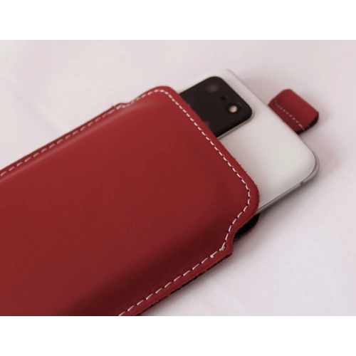 Buy LURESKO LILLA XXXL leather slipcase slipcase for phone 6.5' - 6.9' (red smooth with white thread) - LUR37 - {ean13} - Home Screen Store Europe
